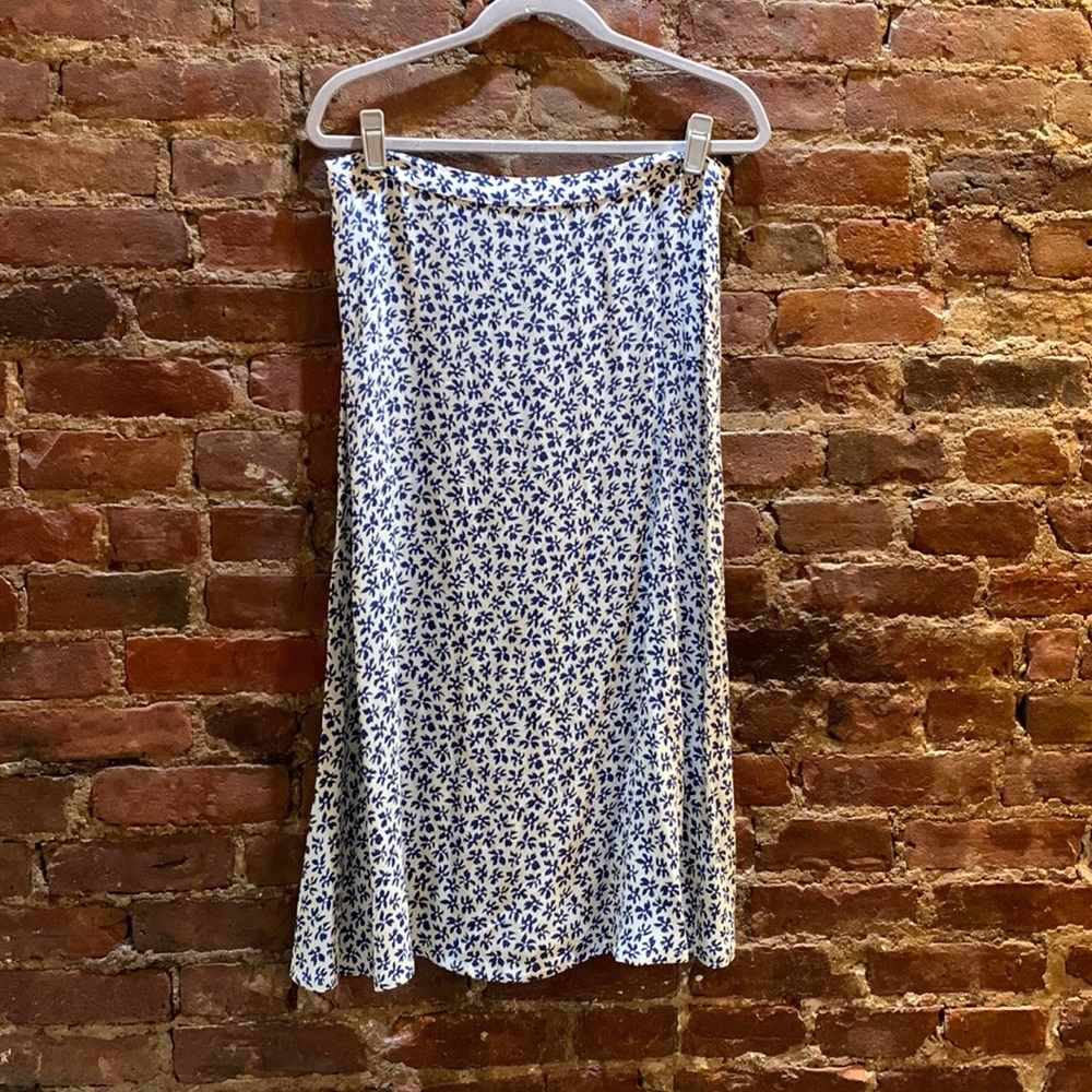 New Reformation Maxi Floral Navy White Skirt Size 12